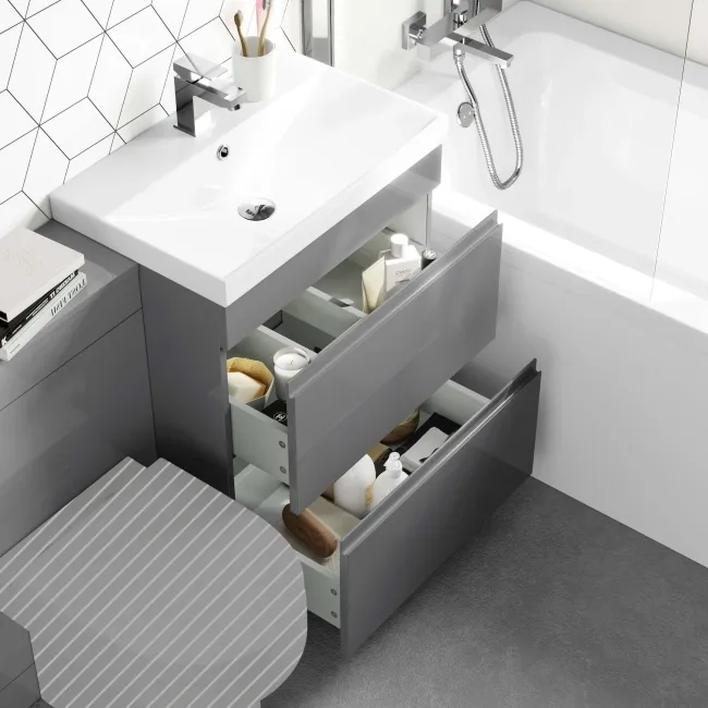 Trent Stone Grey Basin Vanity Drawer and Back To Wall Unit 1100mm