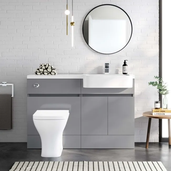 Foster Stone Grey Combination Vanity Basin and Atlanta Toilet 1200mm - Right Handed