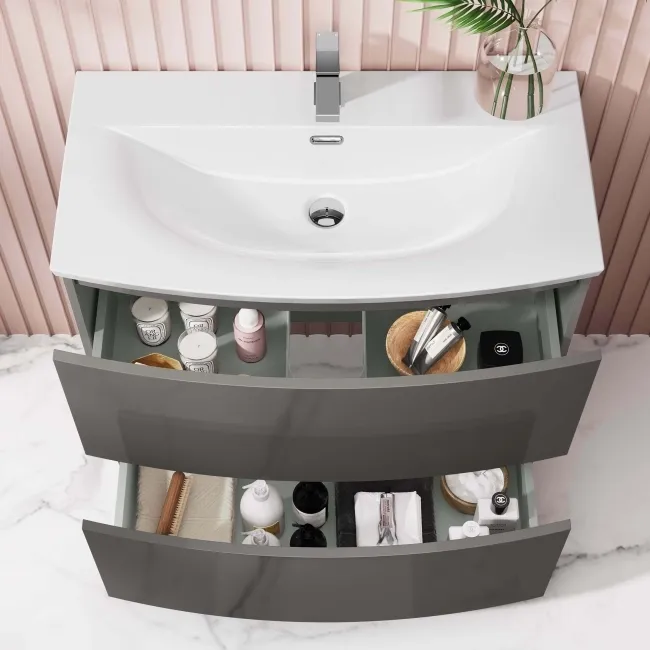 Bali Tungsten Grey Basin Drawer Vanity 800mm