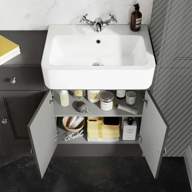 Monaco Graphite Grey Combination Vanity Basin and Seattle Toilet 1500mm