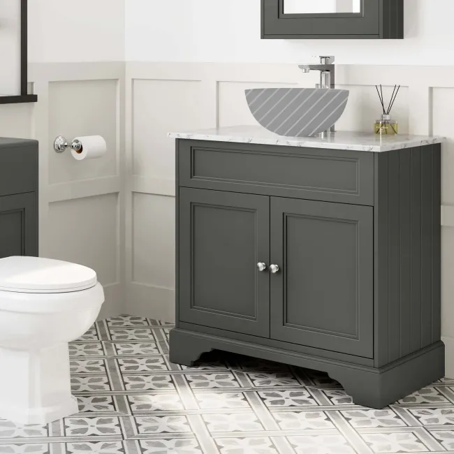 Lucia Graphite Grey Cabinet with Marble Top 840mm - Excludes Counter Top Basin