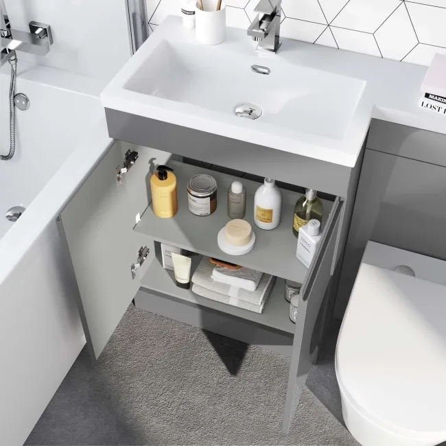 Trent Stone Grey Combination Vanity Basin and Boston Toilet 1100mm - Left Handed