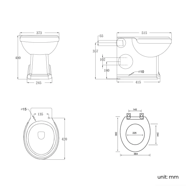 Monaco Chalk White Combination Vanity Traditional Basin with Marble Top & Hudson Toilet with Wooden Seat 1500mm