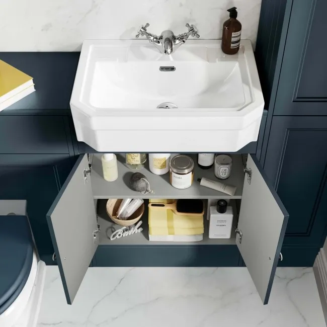 Monaco Inky Blue Traditional Basin Vanity 600mm