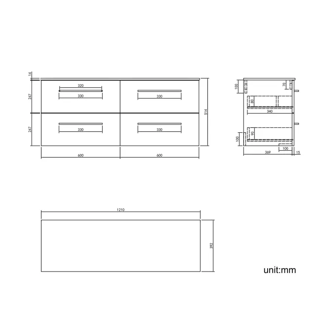 Elba Inky Blue Double Wall Hung Drawer Vanity with Marble Top & Oval Basin 1200mm - Black Accents