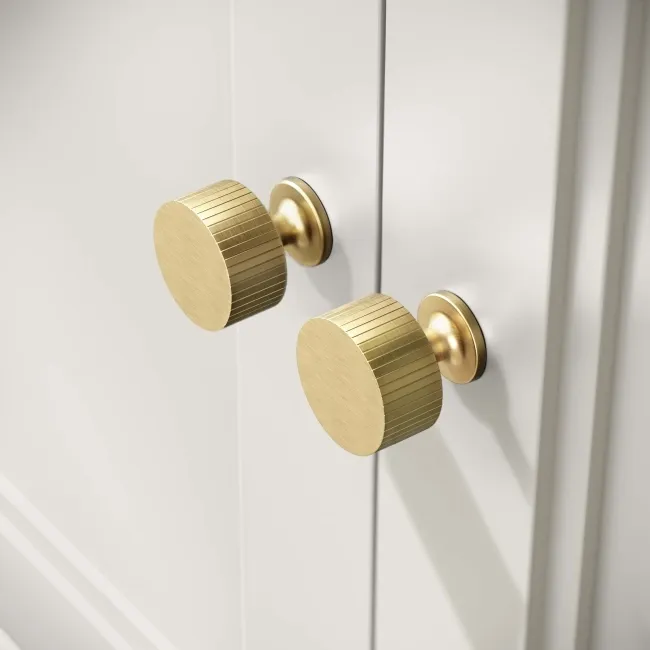 Lucia Chalk White Basin Vanity 830mm - Brushed Brass Accents