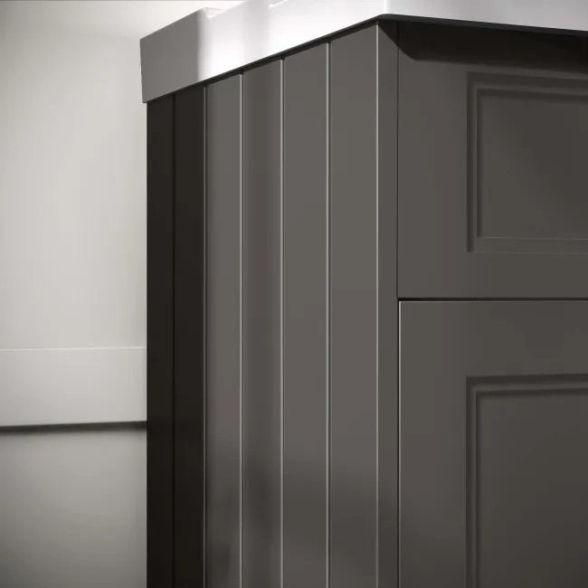 Lucia Graphite Grey Basin Vanity 830mm - Brushed Brass Accents