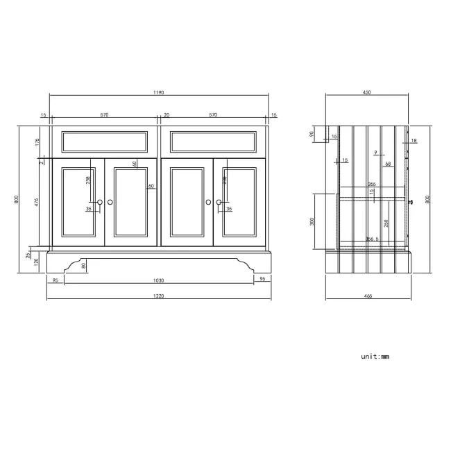 Lucia Graphite Grey Double Vanity with Marble Top & Oval Counter Top Basin 1200mm - Brushed Brass Accents