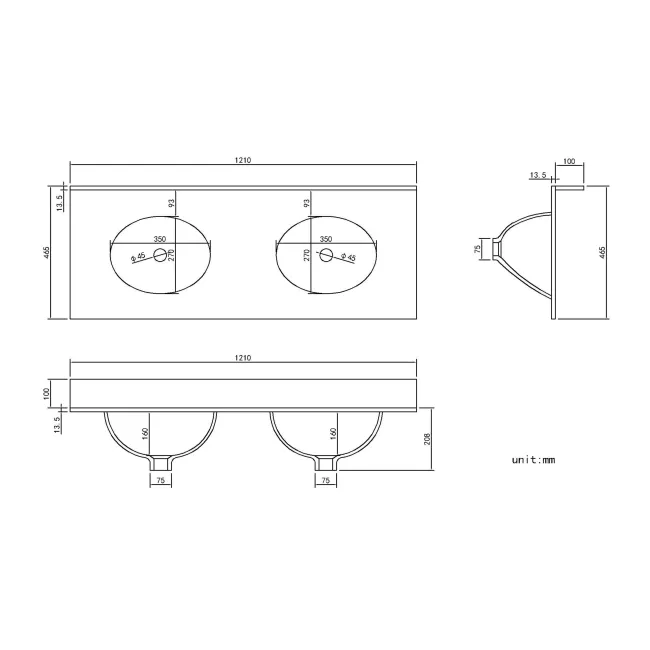 Lucia Midnight Green Double Vanity with Marble Top & Undermount Basins 1200mm