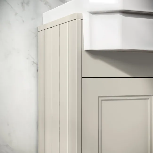 Monaco Chalk White Combination Vanity Traditional Basin and Boston Toilet 1200mm - Brushed Brass Accents