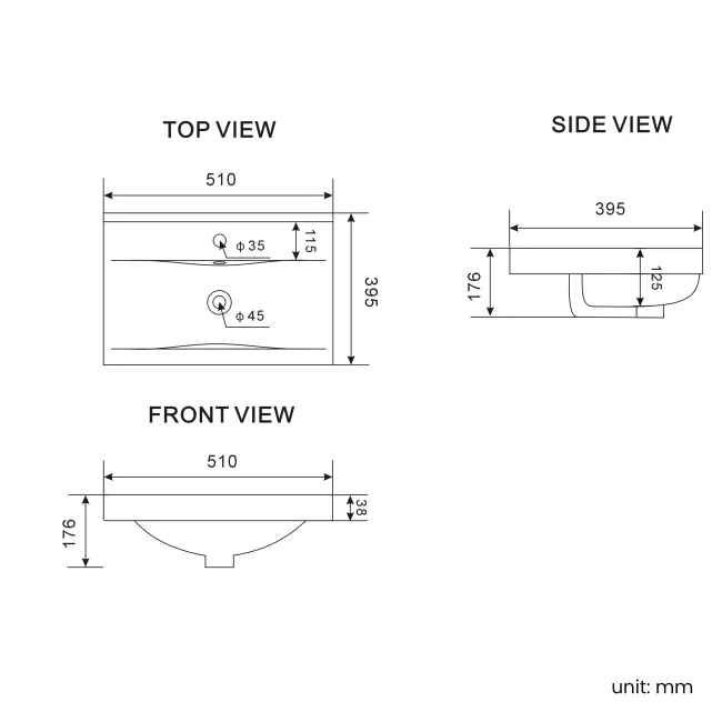 Bermuda Graphite Grey Basin Vanity 500mm - Brass Knurled Handles