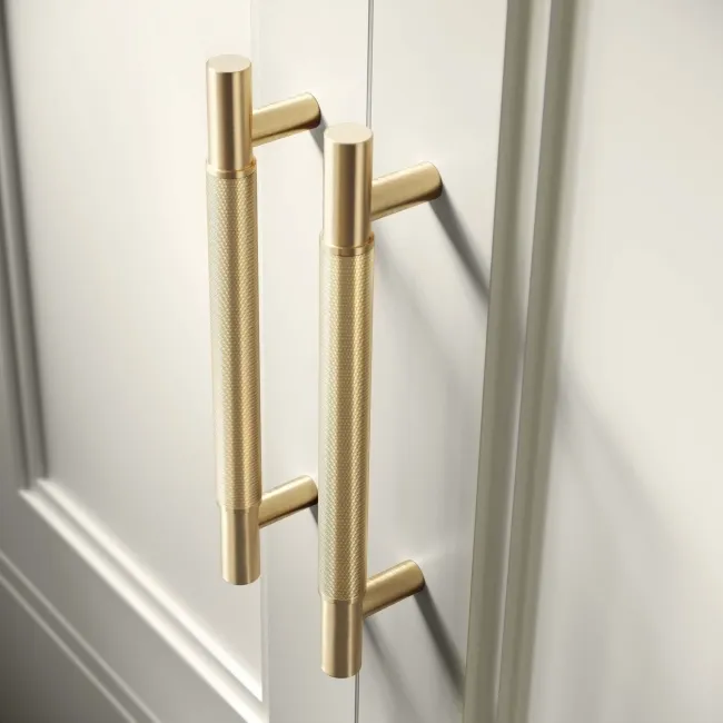 Lucia Chalk White Basin Vanity 630mm - Brass Knurled Handles