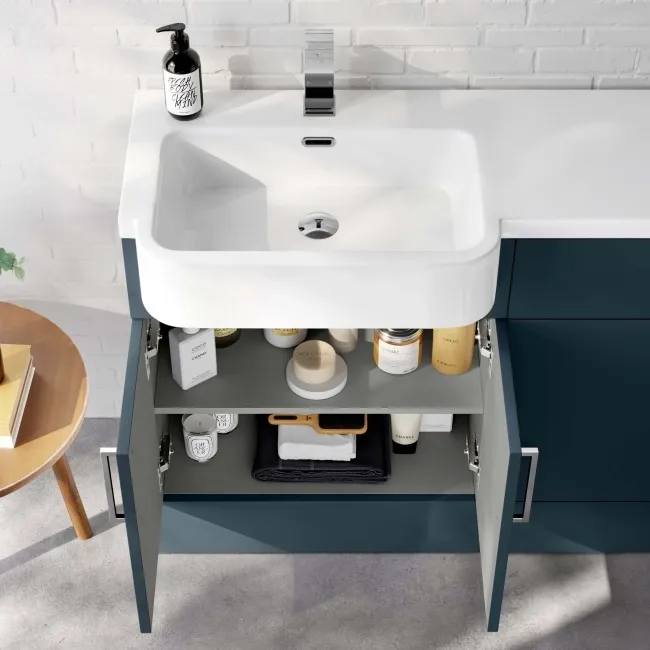 Harper Navy Blue Basin Vanity and Back To Wall Toilet Unit 1200mm (Excludes Toilet) - Left Handed