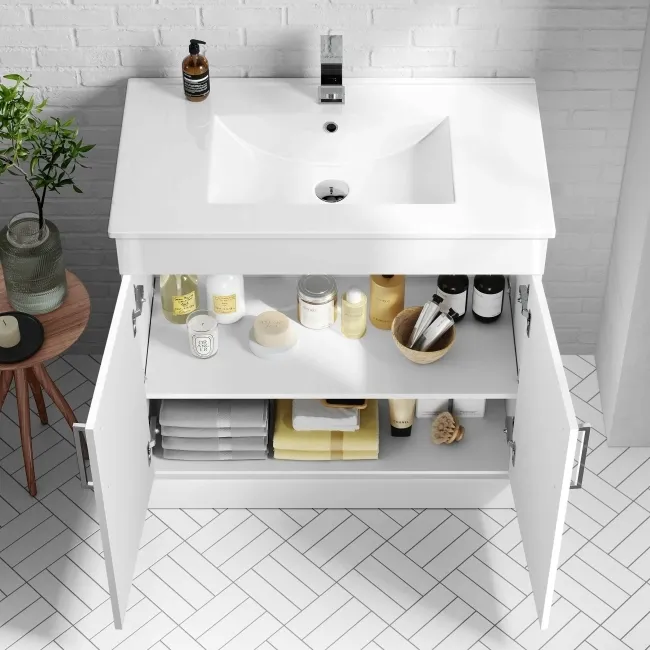 Mersey Gloss White Combination Vanity Basin and Miami Toilet 1300mm