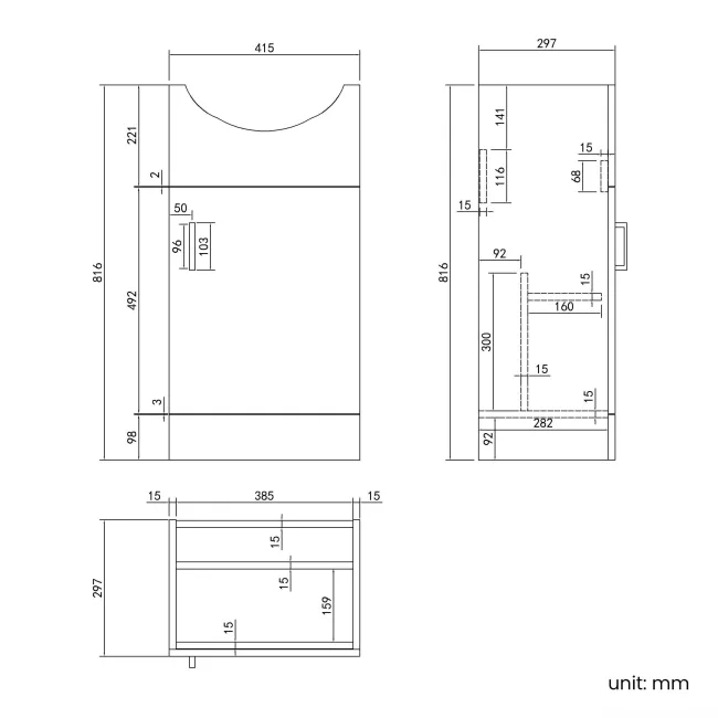 Quartz Gloss White Basin Vanity and Back To Wall Toilet Unit 950mm - Excludes Toilet