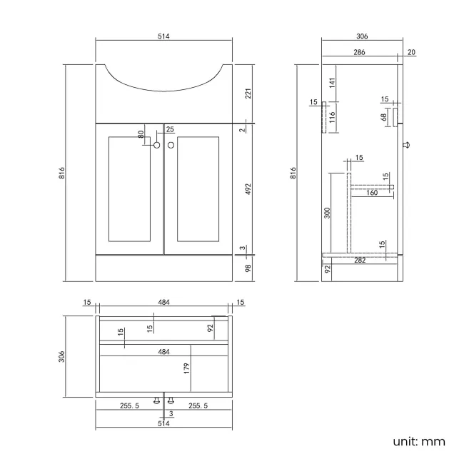 Capri Slate Grey Combination Vanity Basin and Denver Toilet 1050mm - Chrome Handles