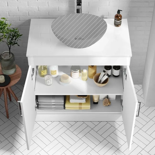 Mersey Gloss White Vanity 800mm - Excludes Counter Top Basin