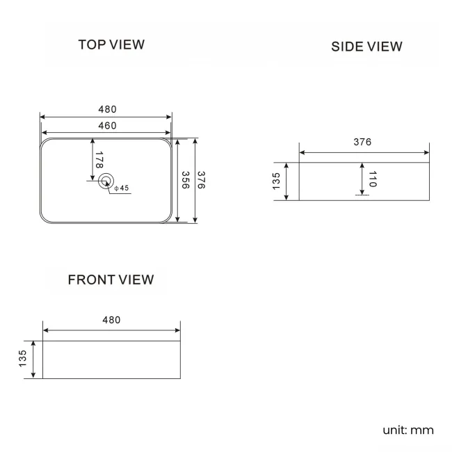 Mersey Gloss White Vanity with Troy Basin 800mm - Black Accents