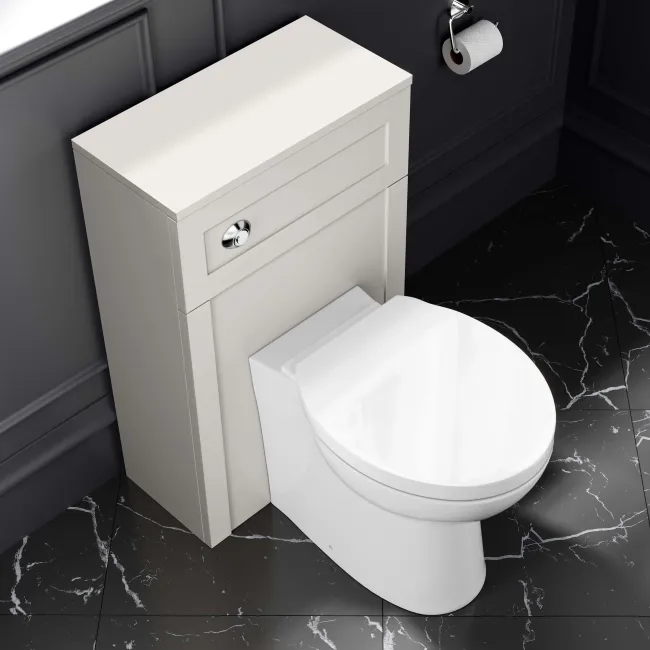 Milos Cotton White Combination Vanity Basin and Austin Toilet 1300mm - Chrome Handles