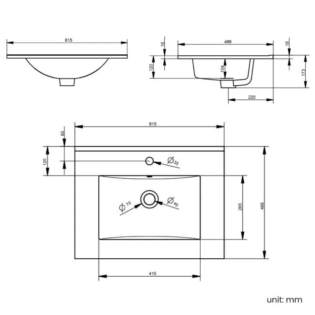 Milos Fog Grey Basin Vanity 600mm - Chrome Handles