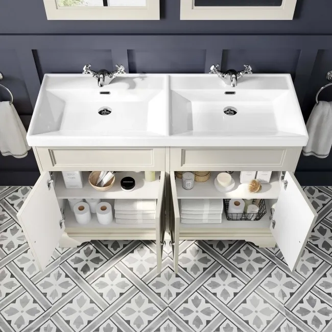 Lucia Chalk White Double Basin Vanity 1200mm