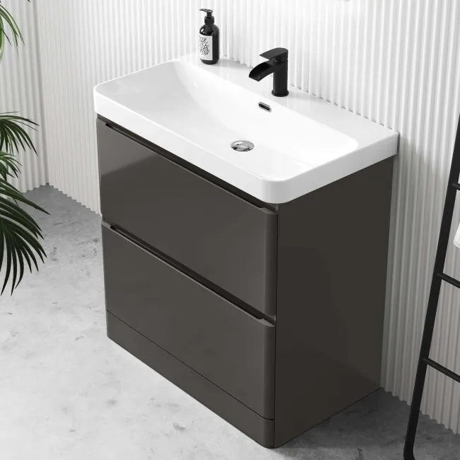 Corsica Tungsten Grey Basin Drawer Vanity 800mm