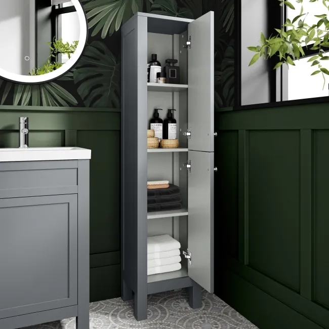Bermuda Dove Grey Floor Standing Tall Cabinet 1500x350mm