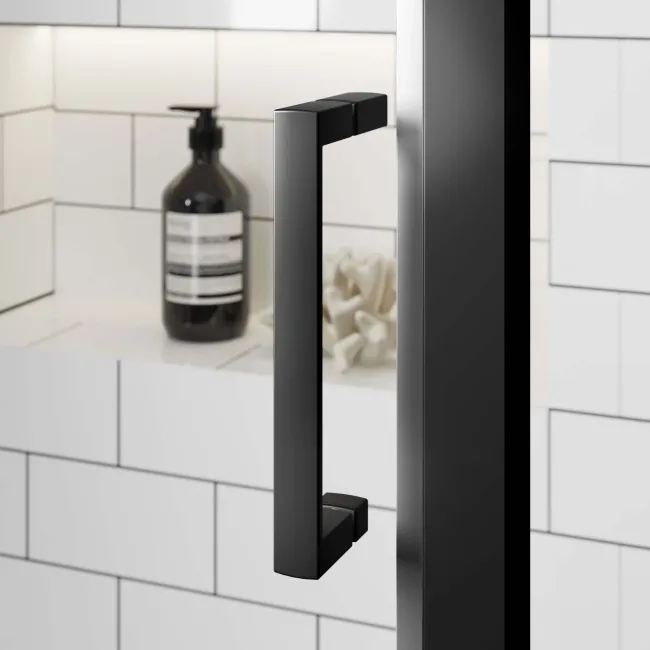 London Matt Black 6mm Sliding Shower Enclosure 1100x800mm