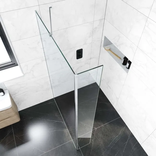Copenhagen Easy Clean 8mm Wet Room Shower Glass 1100mm & 250mm Return Panel