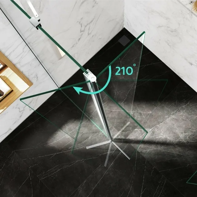 Copenhagen Easy Clean 8mm Walk In Shower Enclosure 800mm & 800mm Glass with Pivotal Return Panel