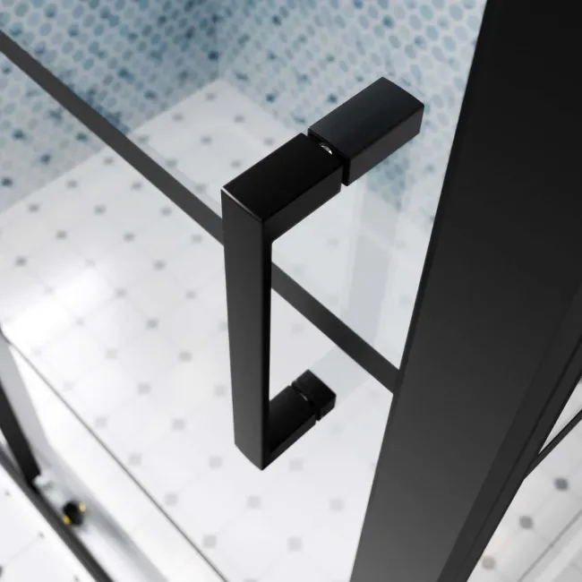 London Matt Black Grid 6mm Sliding Shower Enclosure 1000x800mm