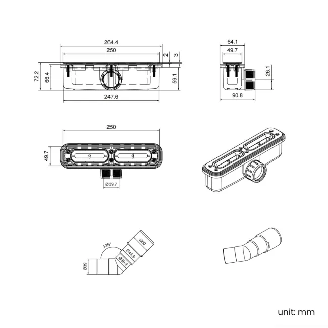 Tokyo Rectangular Matt Black Slate Texture Stone Shower Tray 1200x700mm