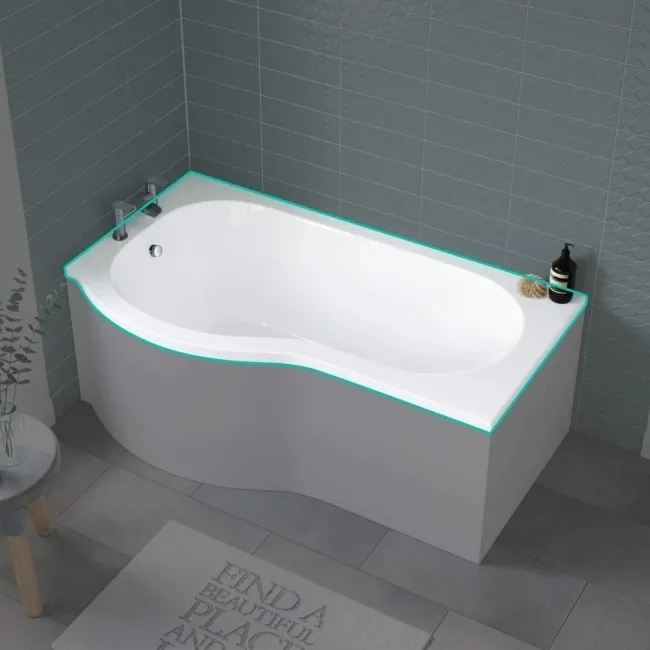 P Shaped 1500 Shower Bath - Left Handed