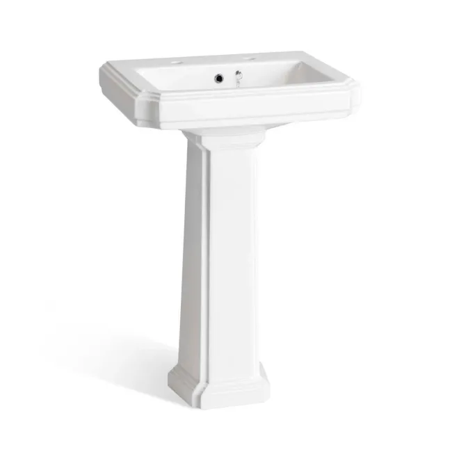 Hudson Traditional Pedestal Basin Double Tap Hole 570mm