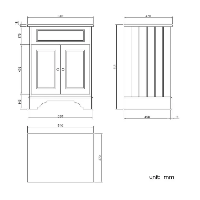 Lucia Chalk White Cabinet with Oak Effect Top 640mm - Excludes Counter Top Basin