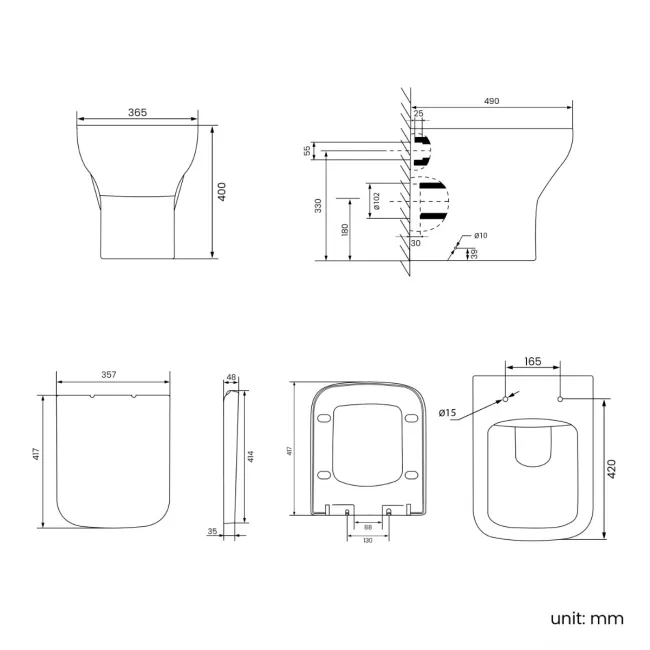 Monaco Chalk White Combination Vanity Basin with Marble Top & Atlanta Toilet 1200mm
