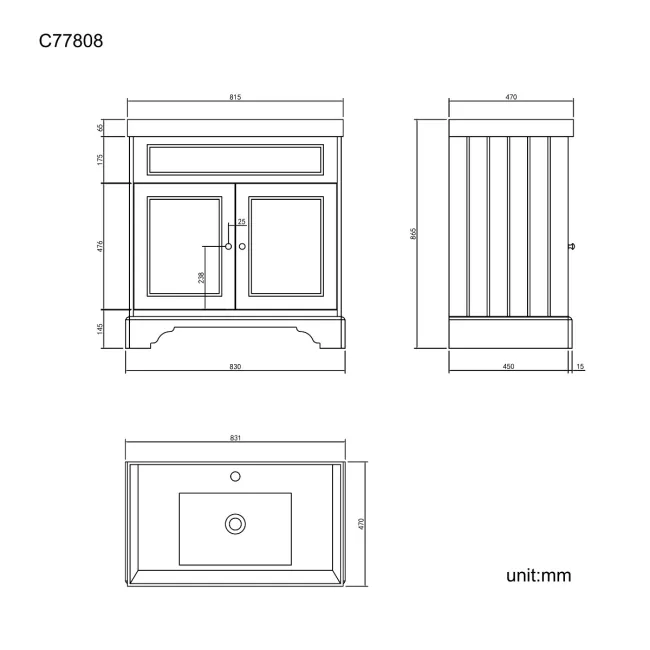 Lucia Inky Blue Basin Vanity 830mm