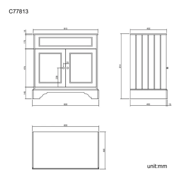 Lucia Inky Blue Cabinet with Marble Top 840mm - Excludes Counter Top Basin