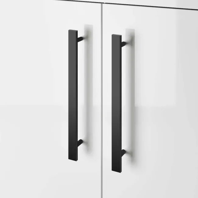 Avon Gloss White Counter Top Vanity with Marble Top 800mm - Black Accents