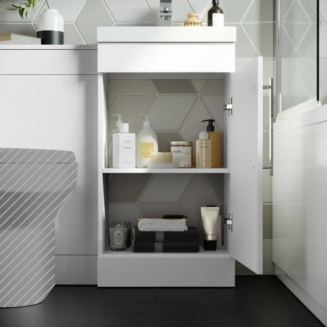 Avon Gloss White Basin Vanity and Back To Wall Unit 950mm