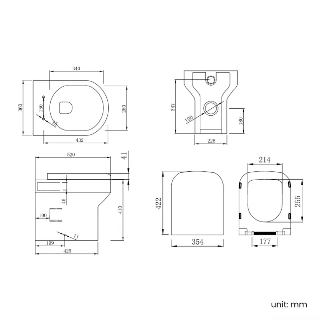 Mersey Gloss White Combination Vanity Basin and Miami Toilet 1100mm - Black Accents
