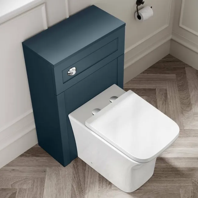 Milos Navy Blue Combination Vanity Basin and Houston Toilet 1300mm - Chrome Handles