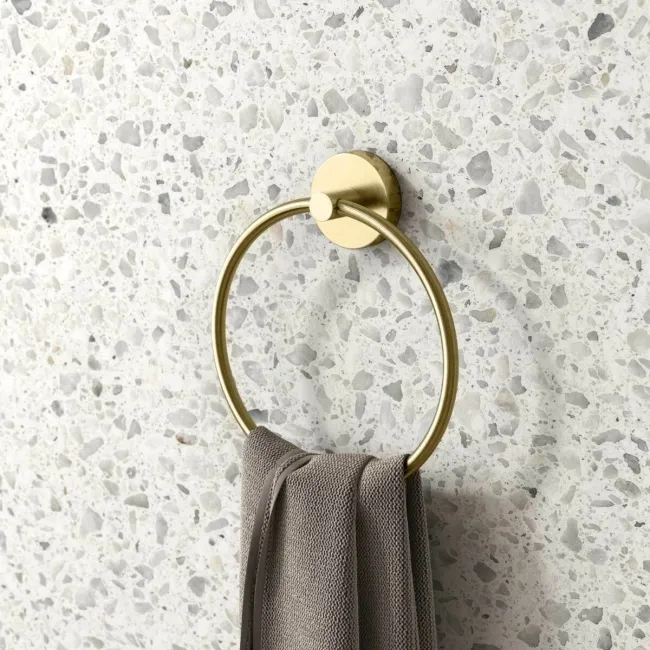 Sofia Brushed Brass Toilet Roll Holder & Towel Ring