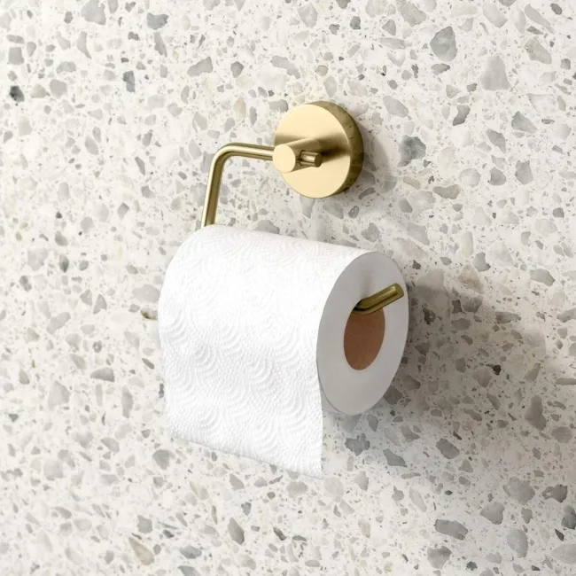 Sofia Brushed Brass Toilet Roll Holder & Towel Ring