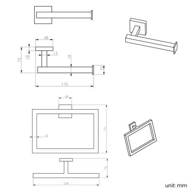 Isla Brushed Brass Toilet Roll Holder & Towel Ring