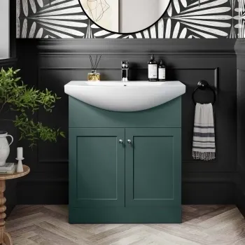 Capri Mystic Green Vanity with Semi Recessed Basin 750mm - Chrome Handles