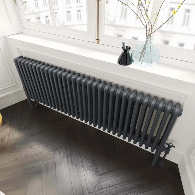 Athens Anthracite Triple Column Horizontal Traditional Radiator 450x1415mm