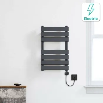 Santorini Electric Anthracite Flat Panel Heated Towel Rail 650x400mm