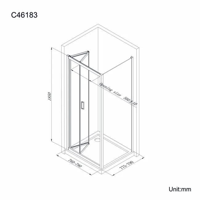 London Matt Black 6mm Bifold Shower Enclosure 800x800mm