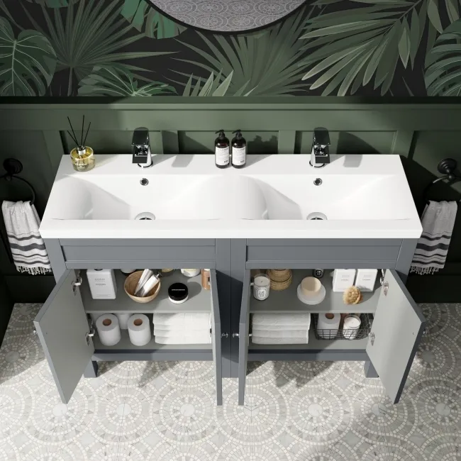 Bermuda Dove Grey Double Basin Vanity 1200mm